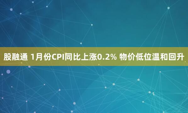 股融通 1月份CPI同比上涨0.2% 物价低位温和回升