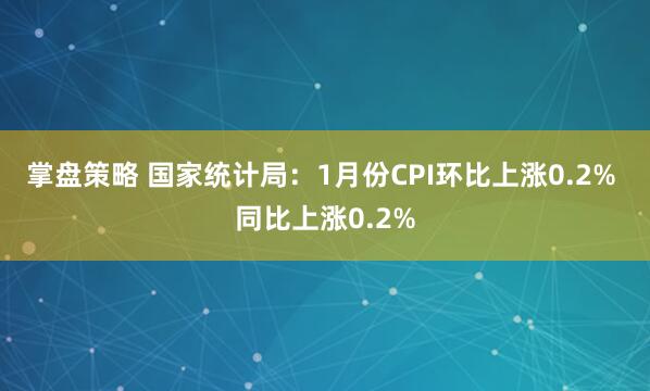 掌盘策略 国家统计局：1月份CPI环比上涨0.2% 同比上涨0.2%