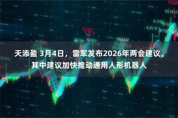 天添盈 3月4日，雷军发布2026年两会建议。其中建议加快推动通用人形机器人